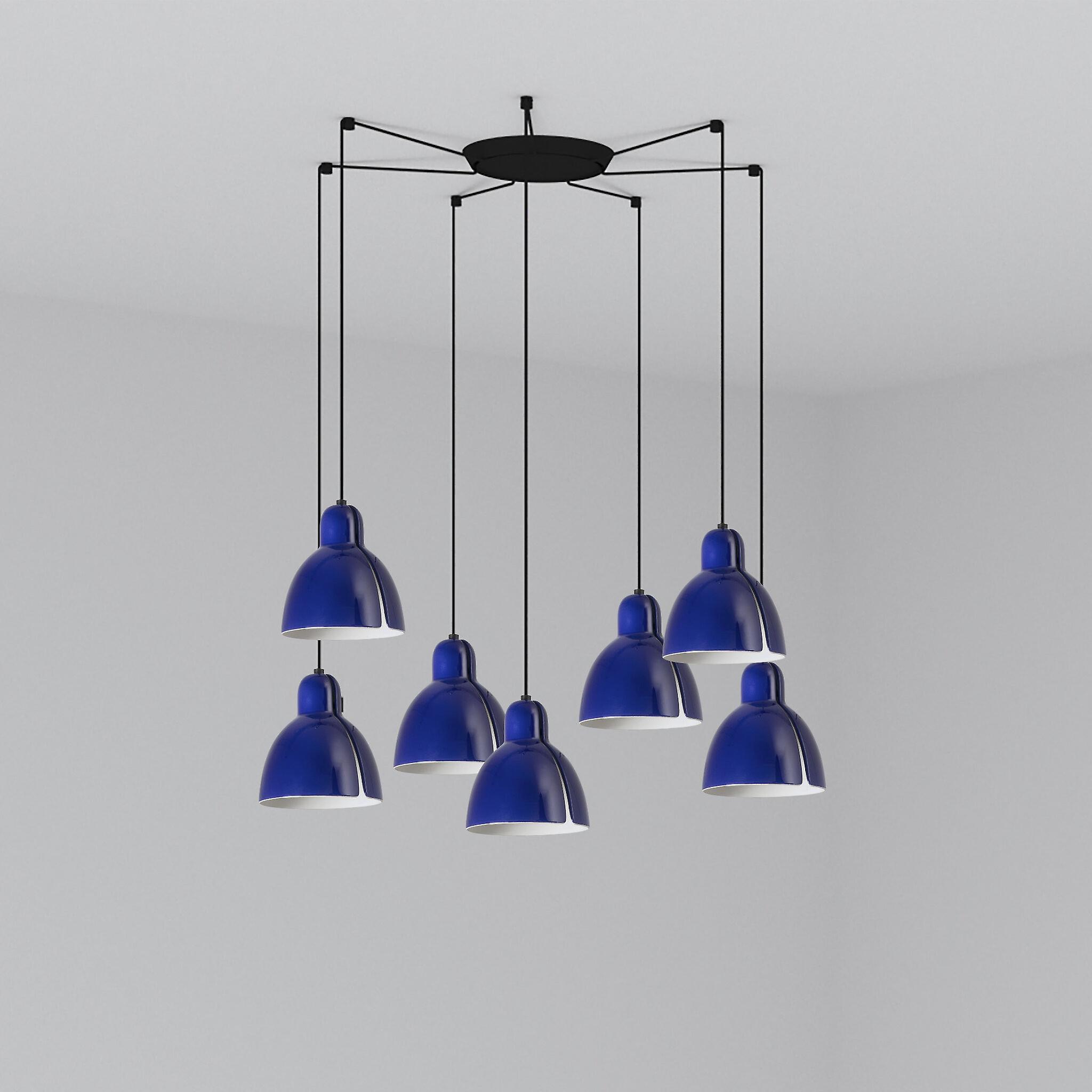Faro Venice 7 Light Cobalt Blue Cluster Drop Pendant Lamp
