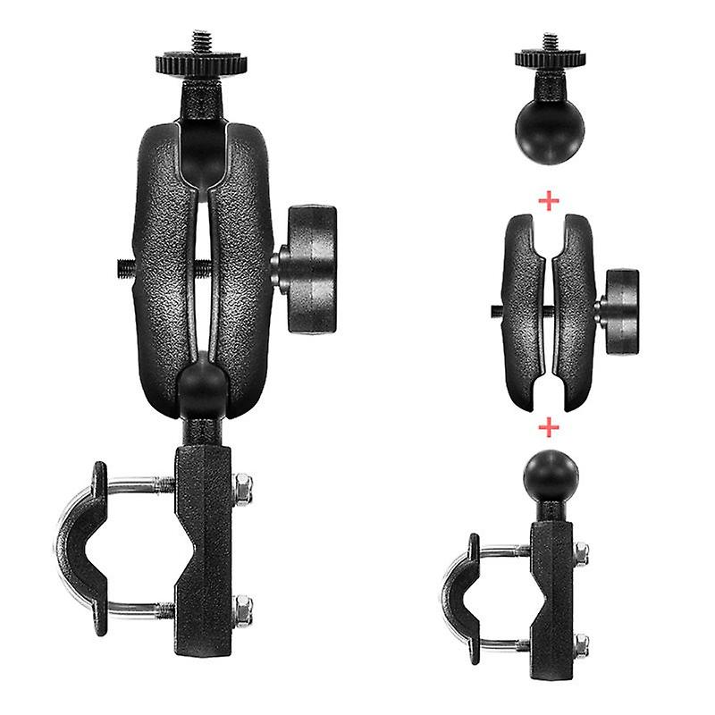 1set Motorcycle Handlebar Bike Mount Base Claw Clamp With 1 Inch Rubber Ball Double Socket Arm For Gopro Camera