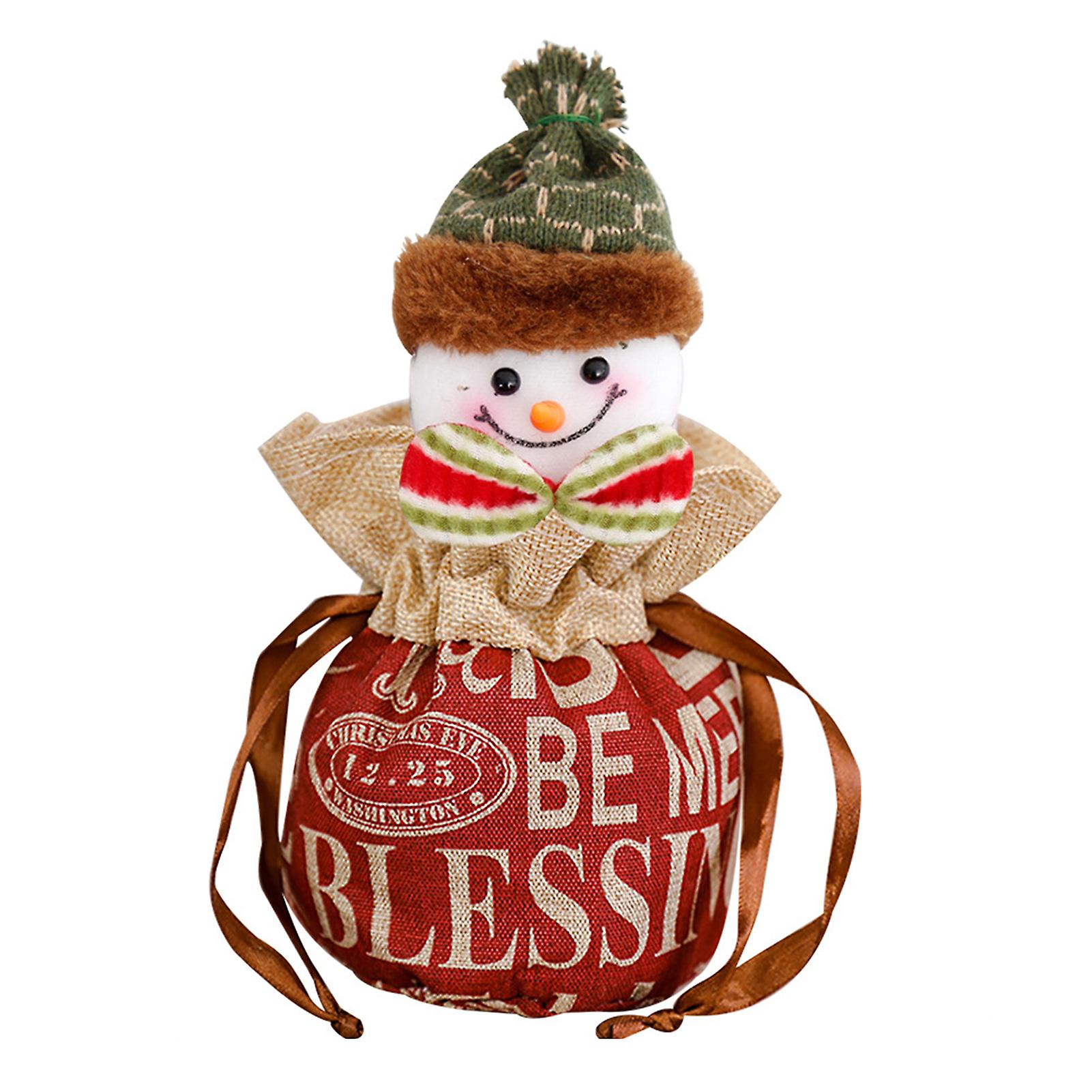 3d Christmas Knitted Drawstring Candy Bag Durable Creative Decorative Plush Box