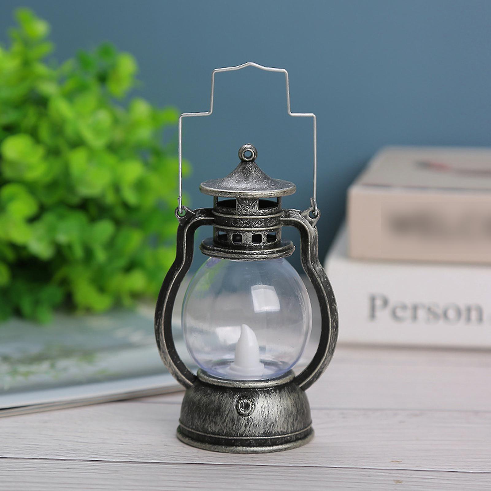 Christmas Simulation Rustic Oil Lantern Santa Lamp Mini Decorative Lantern With Handle For Living Room Desk Ornament