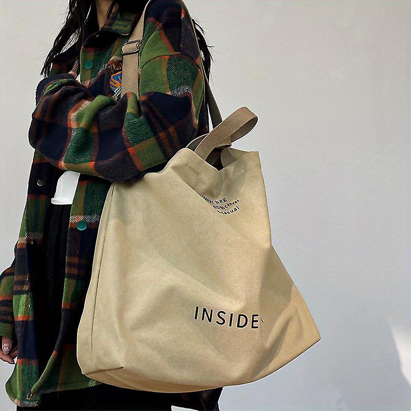 Casual Large-capacity Fashion Shoulder Bag Alphabet Print Zipper Trendy Handbag With Adjustable Strap