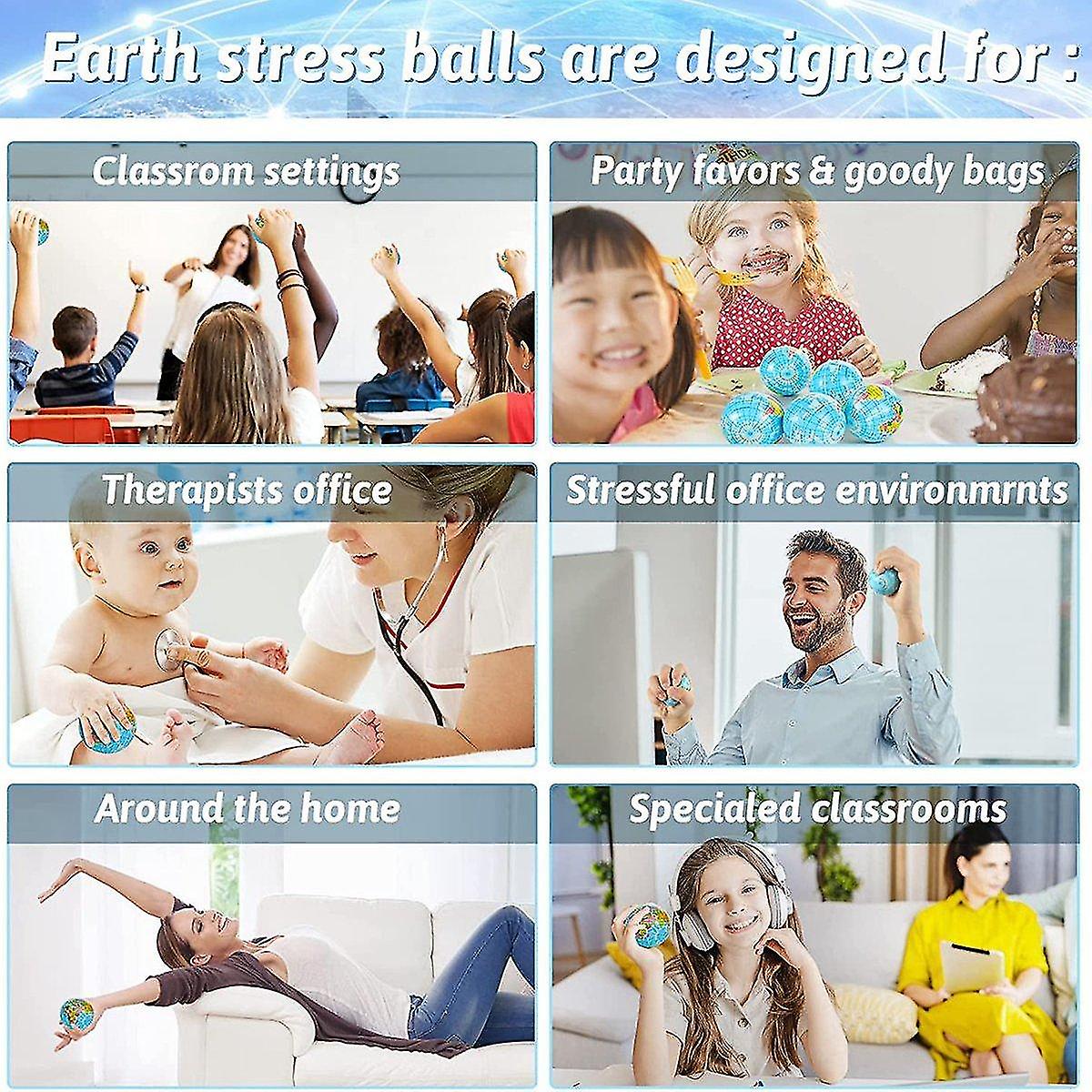 20 Pack Earth Stress Balls,2.5 Inches Earth Theme Squeeze Balls,stress ...