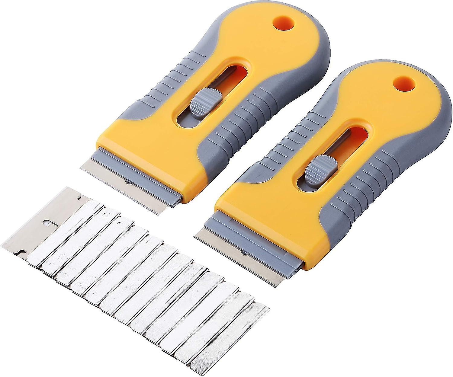 2 Pack, Razor Scraper Set With 10 Blades, Razor Scraper, Window Scraper, Scraper Tool, Glass Scraper, Retractable Razor Blades