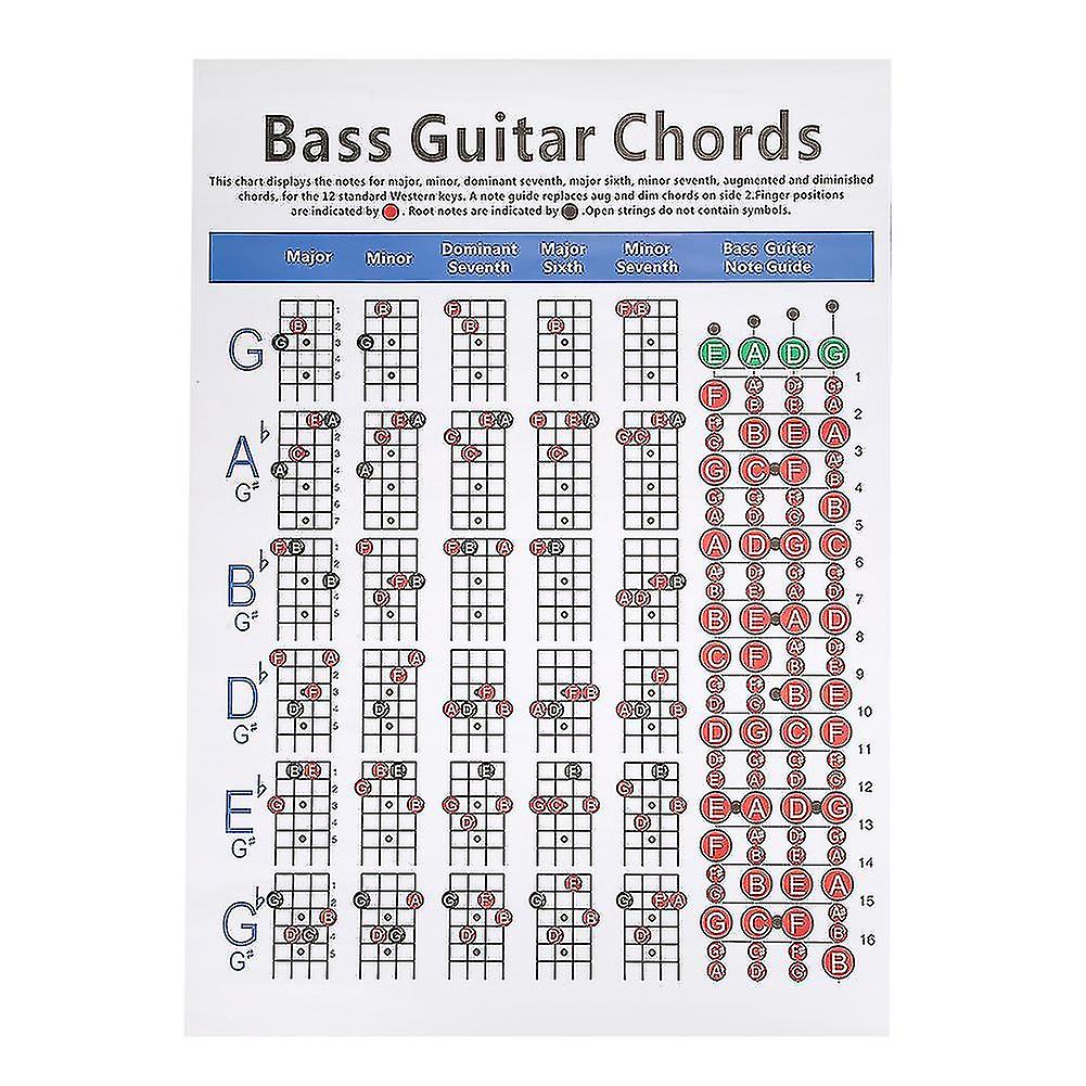 Bass Guitar Chords Chart 4-String Beginner Finger Practice Musical Instrument Accessories