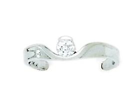 14k White Gold Cubic Zirconia Adjustable Elegant Single Stone Body Jewelry toe ring-toe ring for Women