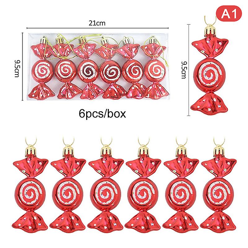 6 قطع عيد الميلاد مصاصة حلوى قصب قلادة عيد الميلاد شجرة معلقة زخرفة الديكور