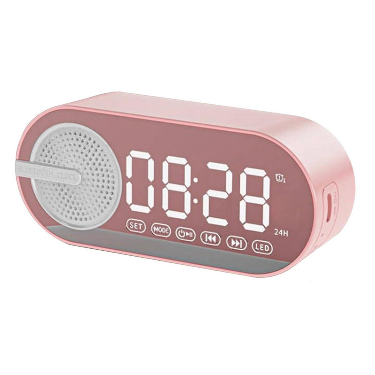 Portable Bluetooth Speaker with Digital Clock with Colorful Night Light Double Alarm Clock Mirror S