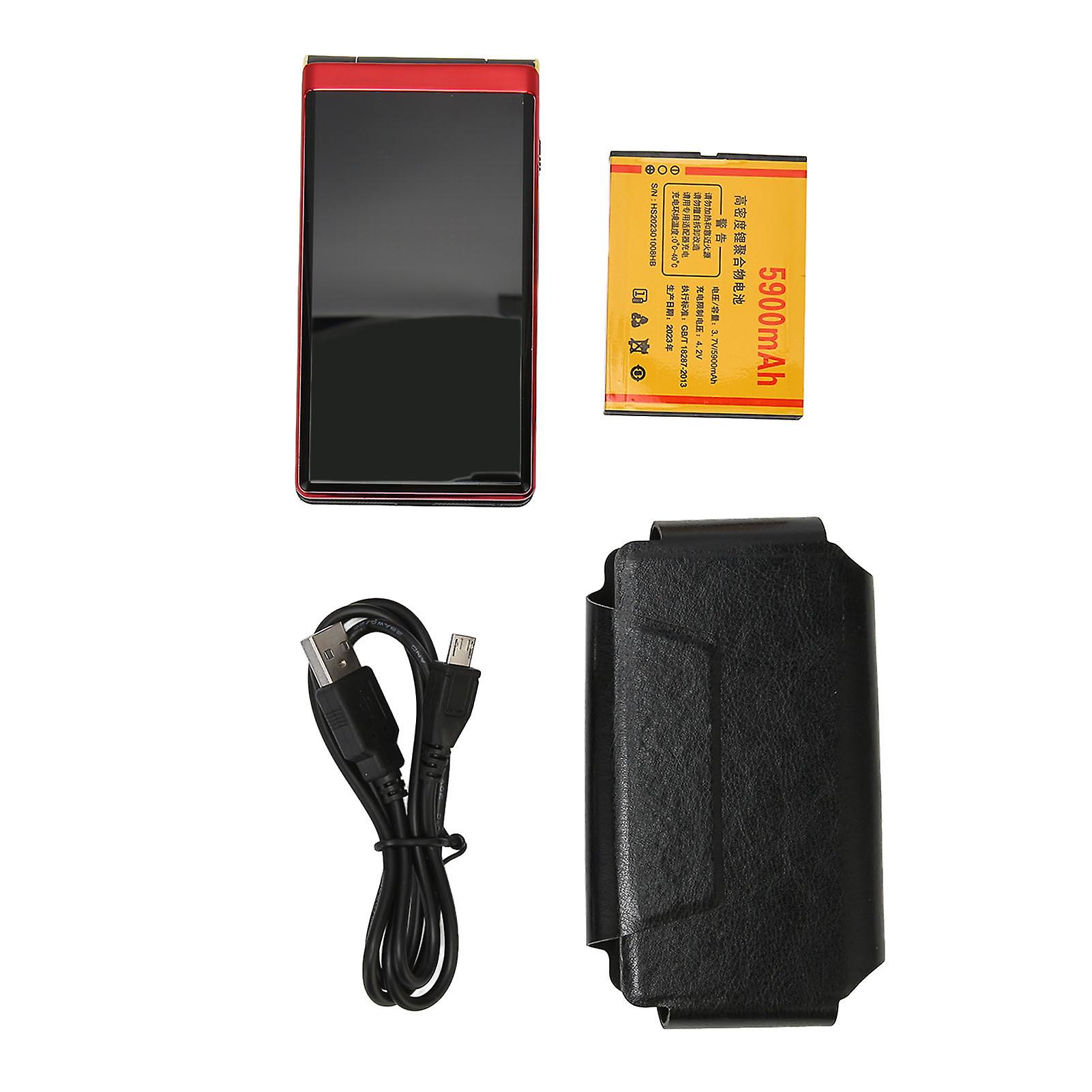 Flip Phone 3in Screen Senior Phone Dual Standby Big Button Flashlight Loud Speaker 5900mAh Battery Basic Phone Red