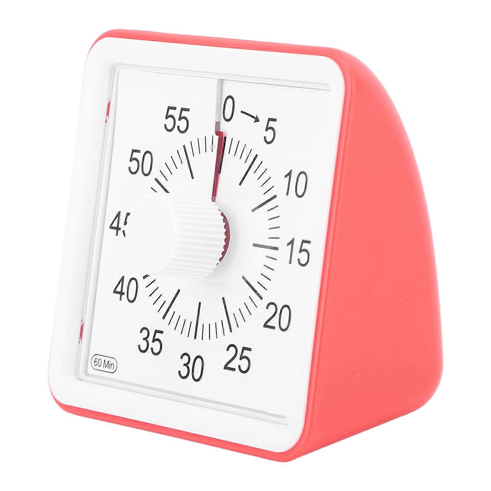 Visual Countdown Timer Silent Time Management Tool Red for Kitchen Study Self-Control 60-Minute Durable Plastic Non-Batter