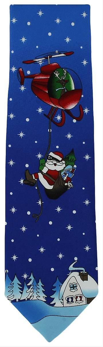 Michelsons of London Flying Santa Claus Polyester Tie - Blue