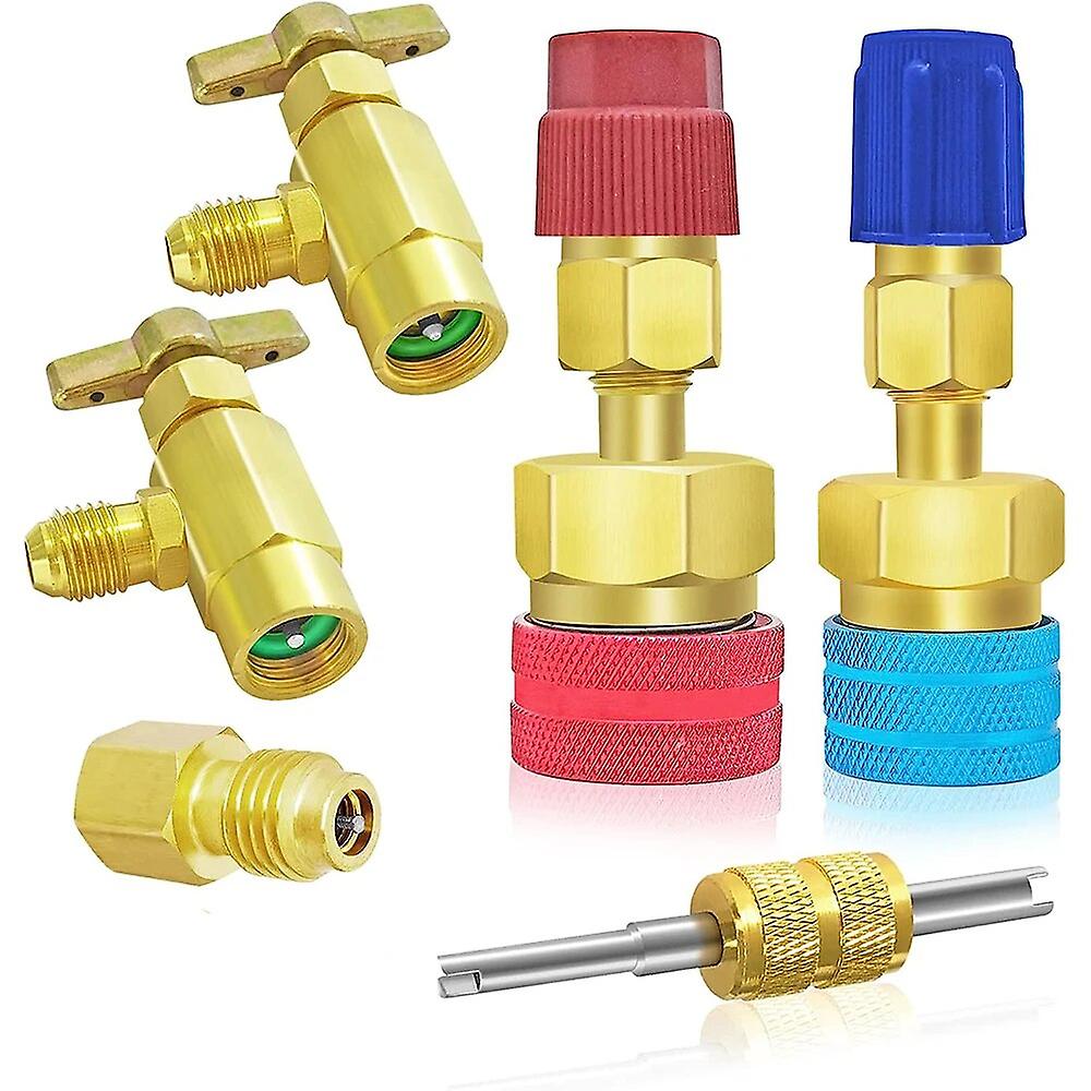 2/6pcs Adapter Quick Fitting Coupler R1234YF to R134A High Low Side Adapter Fitting Connector Car Air-conditioning Fitting Tools~64949