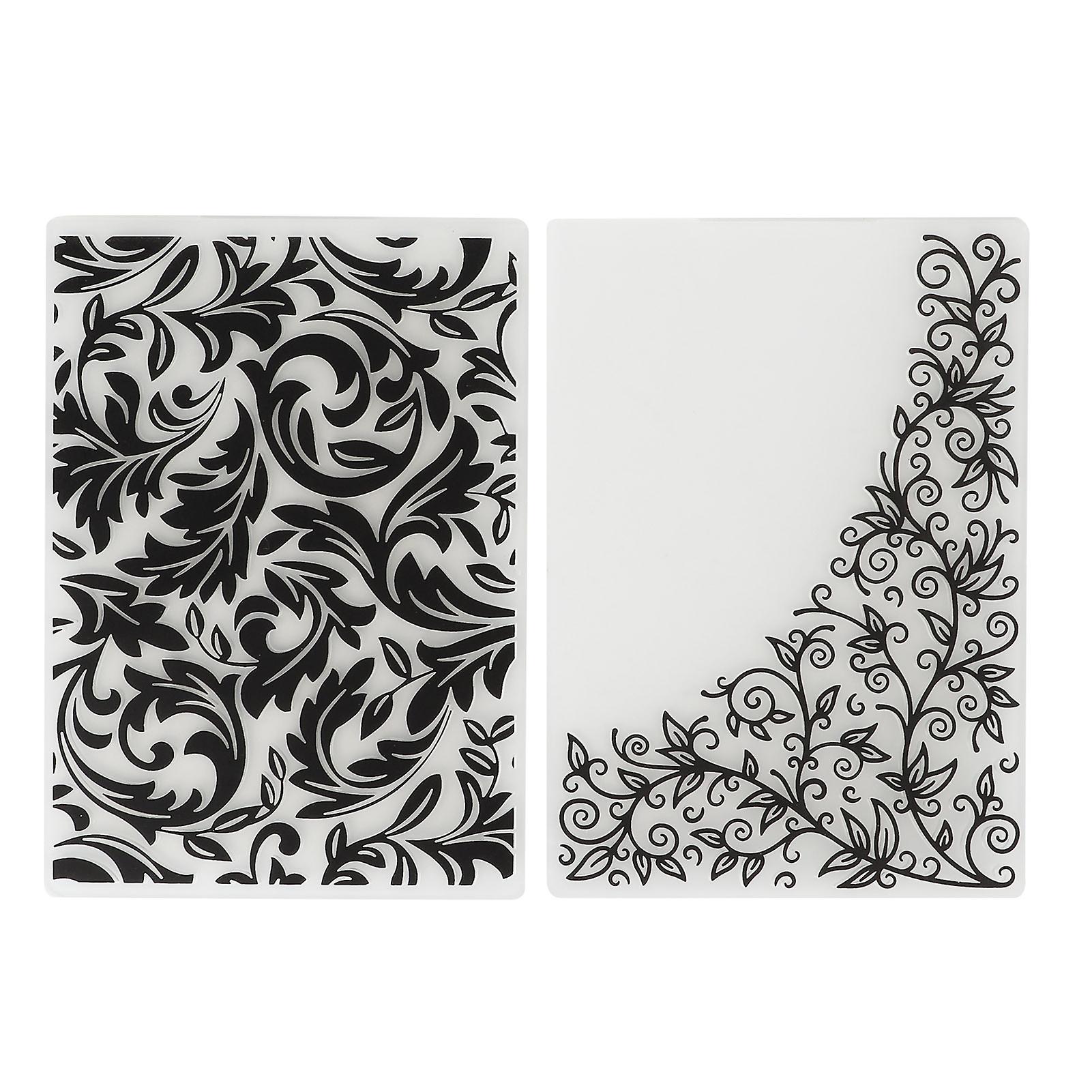 2Pcs Plastic Embossing Folders Flower Leaves Durable Plastic Easy Operation Wide Application Embossing Template Folders