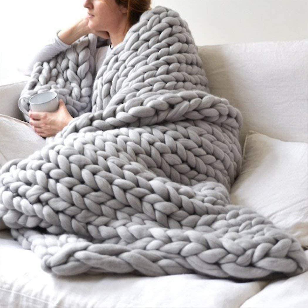 Chunky Knit Wool Merino Blanket , Boho Bedroom Home Decor