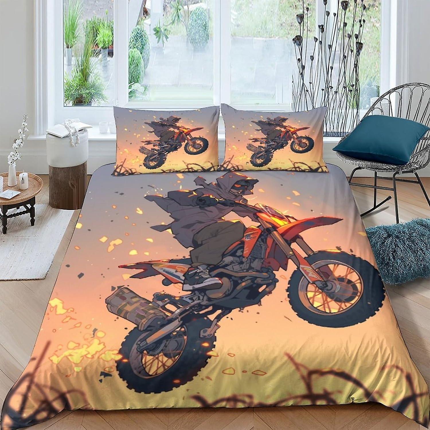 EKENOZ Nevresim Takımı,3D Ekstrem Spor Baskı Nevresim Takımı Nevresim Takımı,Yastık Kılıflı Mikrofiber Nevresim Takımı 3'lü Çift Kişilik
