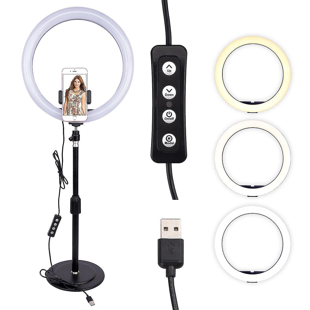 Led Ring Light With Phone Holder And Monopod Led Ring Ligh Dimmable 3 Light Modes Ring Lights For Live Streaming Photography