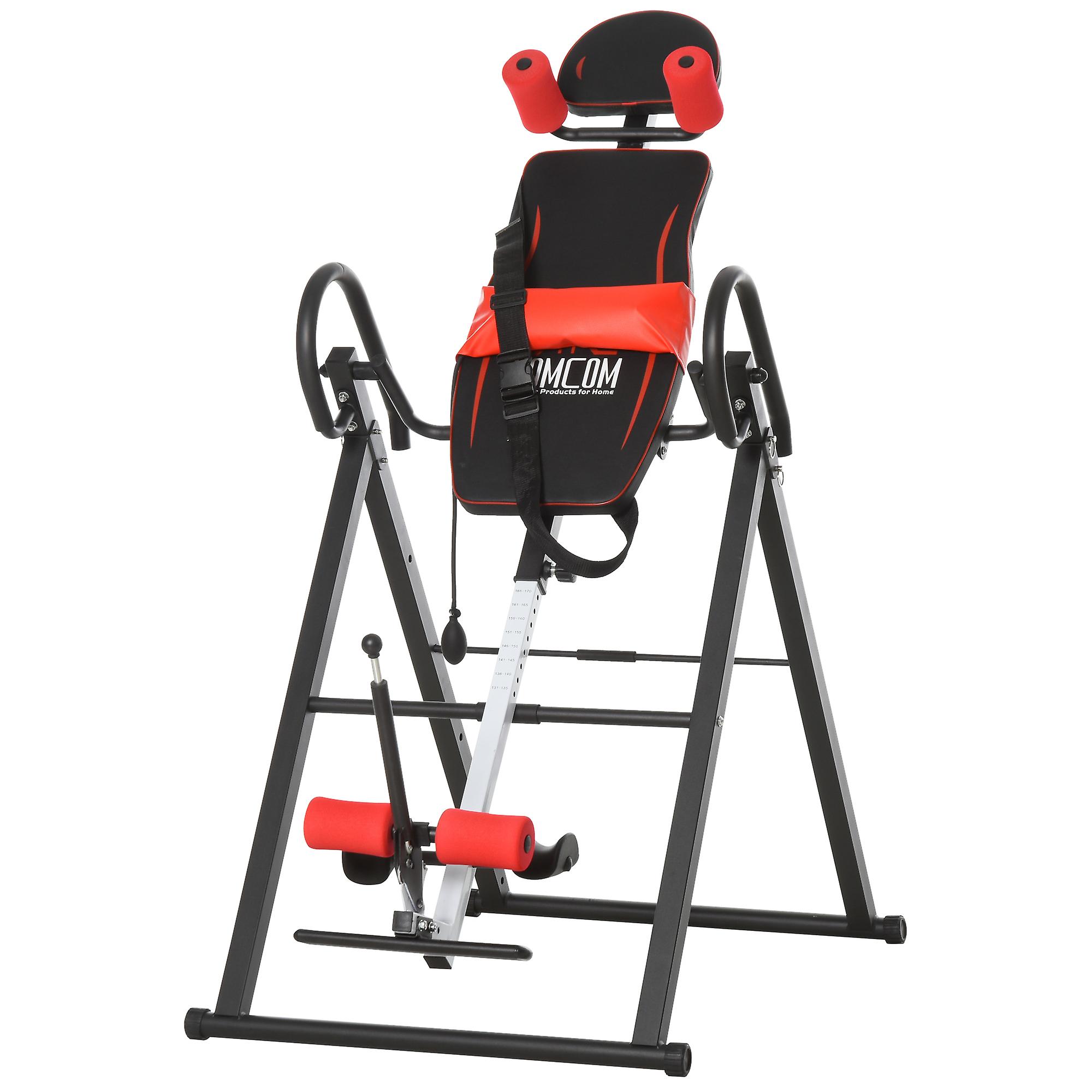 HOMCOM Adjustable Gravity Inversion Table with Safety Belt, Red | Fruugo UK