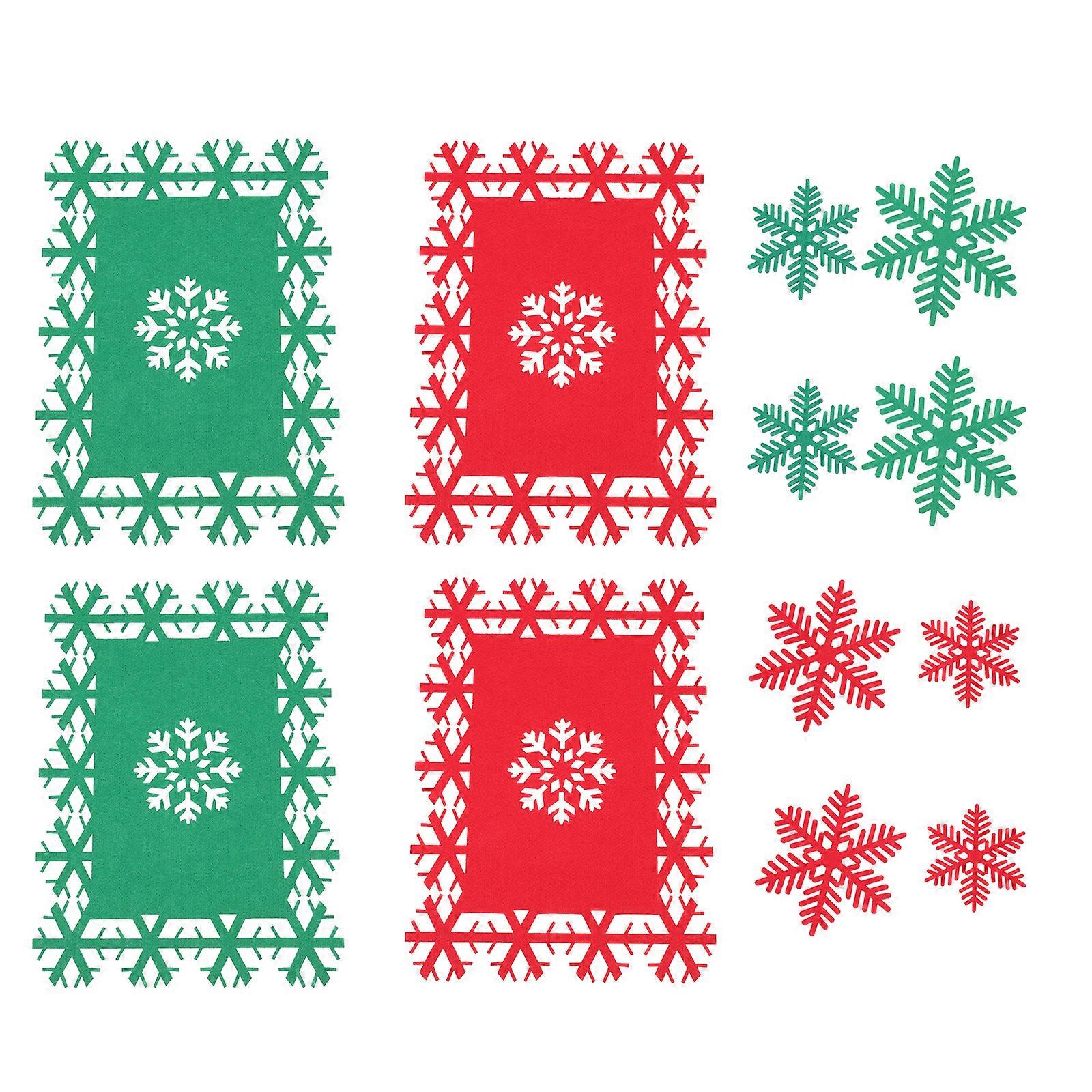 12 Pcs Dining Room Decor Table Dining Table Mat Snowflake Mug Pad Coffee Coaster Mat