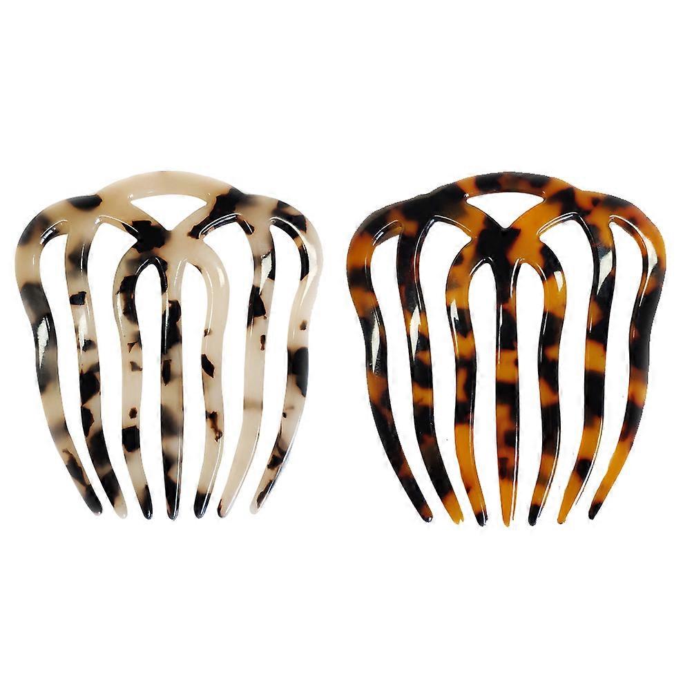 2 Pcs Multipurpose Combs Hair Clips Creative Seven-tooth Combs (Leopard)