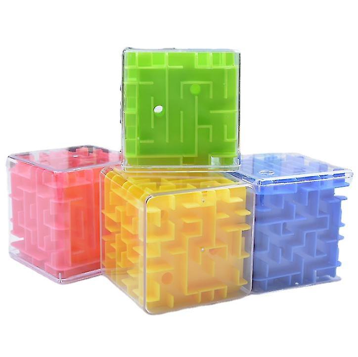 Yellow 3d Maze Magic Speed Cube , Transparent Six Sided Puzzle, Rolling Ball Game Az11212