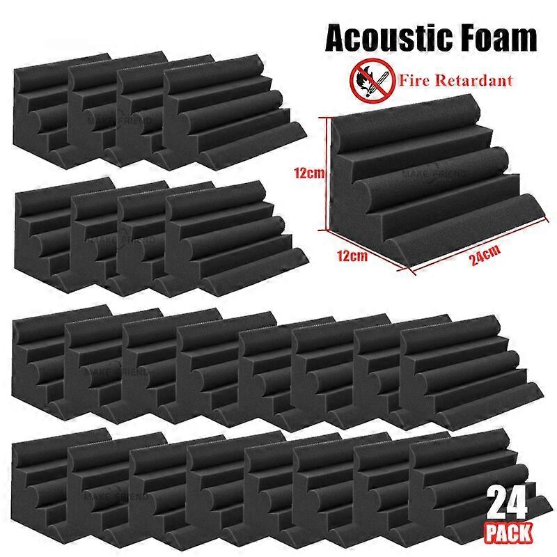 24pcs 12 x 12 x 24cm Bass Trap Studio Acoustic Foam Soundproof Panel High Density Flame Retardant Sound Absorption Corner Foam