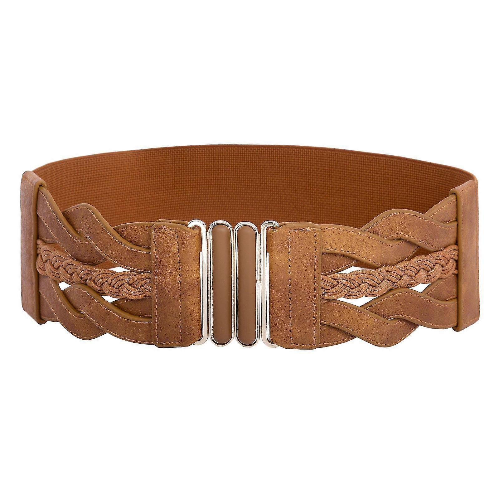 Elastiska retrobälten för kvinnor Elastiska retro breda bälten Vävd elastisk midja Dammode