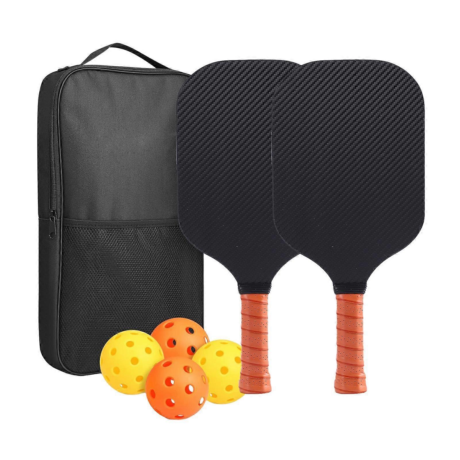 Ensemble de raquettes de pickleball en fibre de carbone de 16 mm Poignée orange légère et robuste