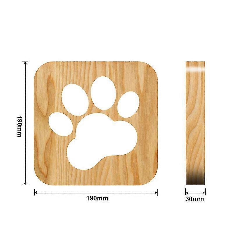 Led Carved Wood Night Light Cat Paw Pattern