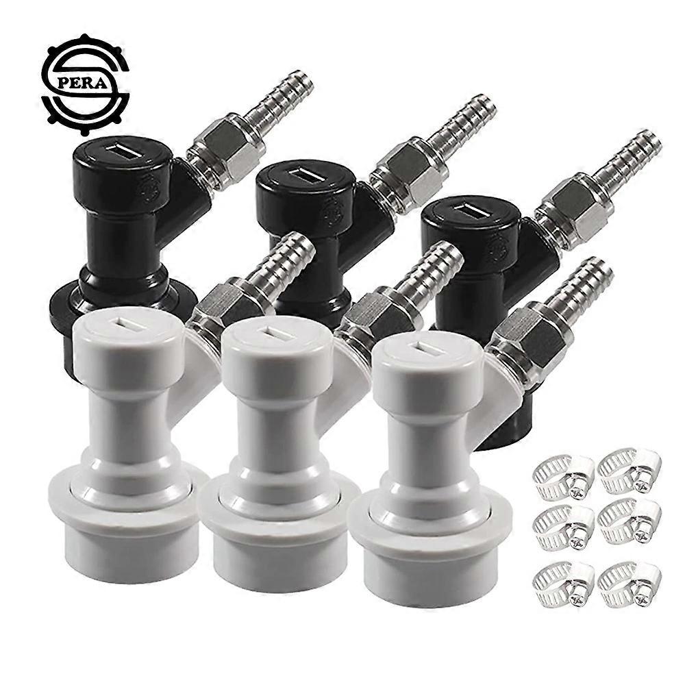6pcs Ball Lock Quick Disconnect Include Ball Lock Gas Disconnect with 5/16 Swivel Nut and Ball Lock Liquid Disconnect with 3/16