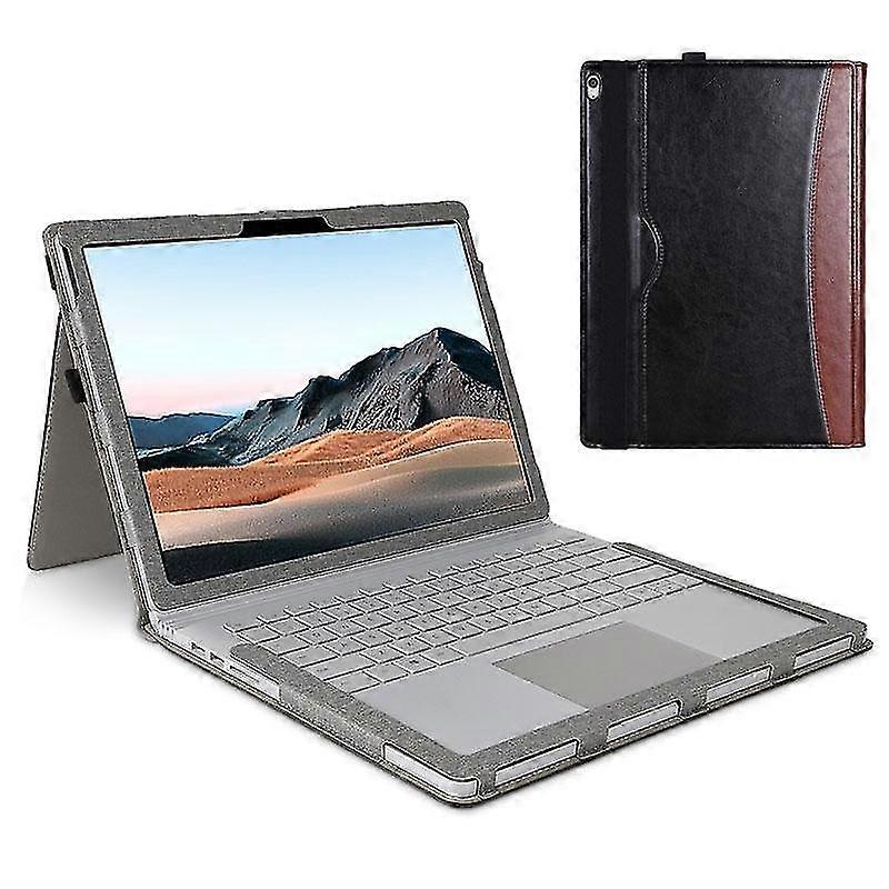 For Microsoft Surface Book 1/2/3 13.5-inch Business Leather Case Shockproof Carry Case with Stand