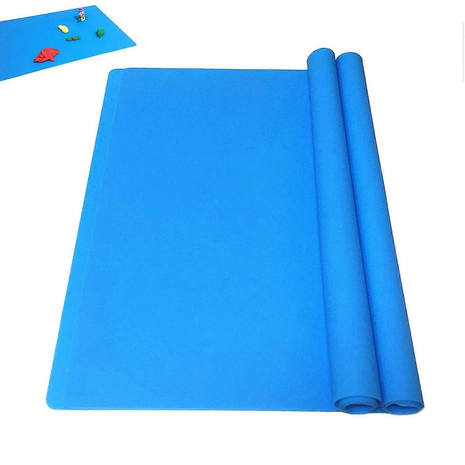 2Pack Extra Large Multipurpose Silicone Nonstick Pastry Mat, Heat Resistant Nonskid Table Mat,Countertop Protector, 23.6''15.75'' (Blue)