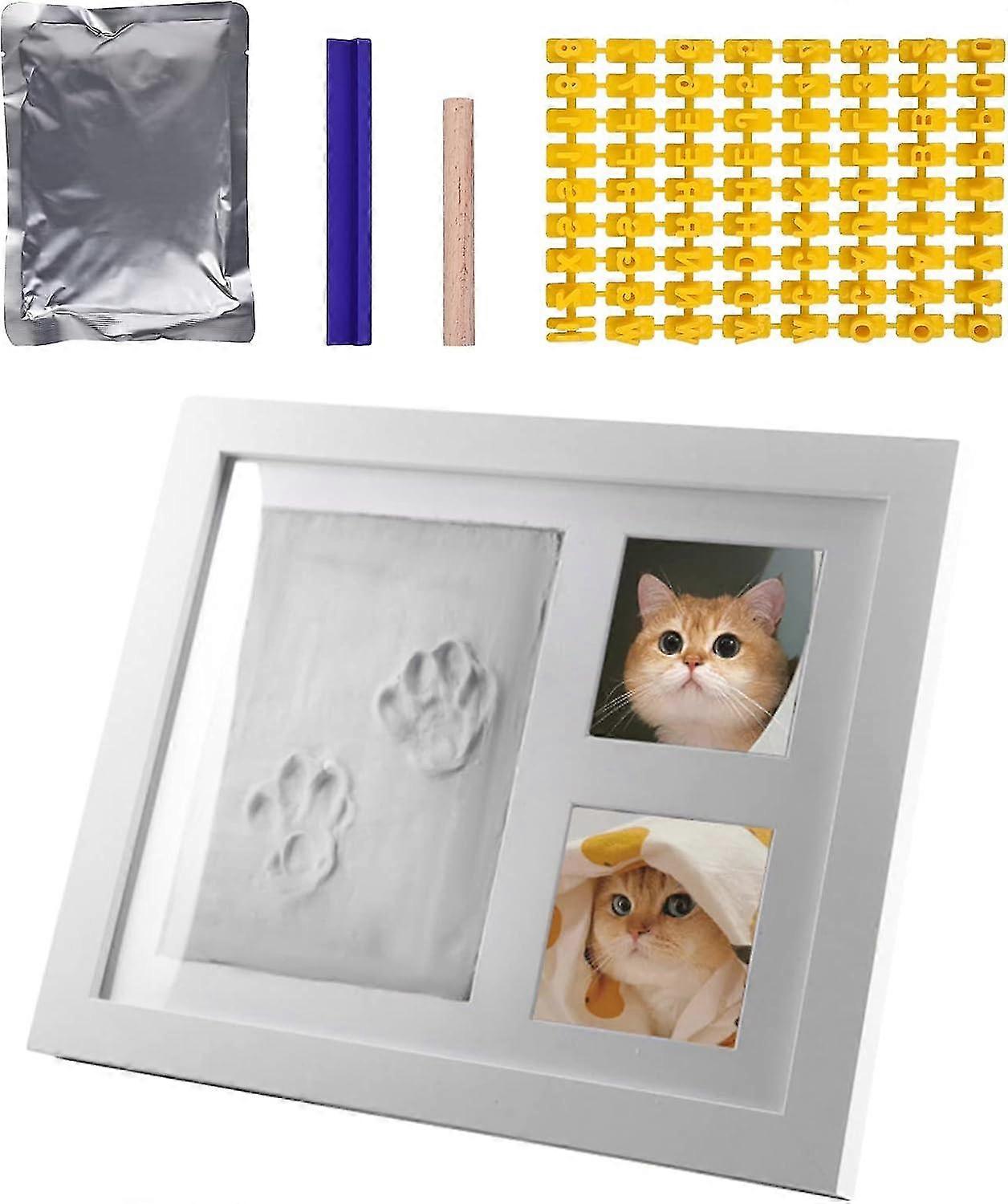 Dog or Cat Paw Print Keepsake Frame Kit, Pet Paw Print Keepsake Kit with Clay, Pet Paw Print Impression Memorial Photo Frame Gift
