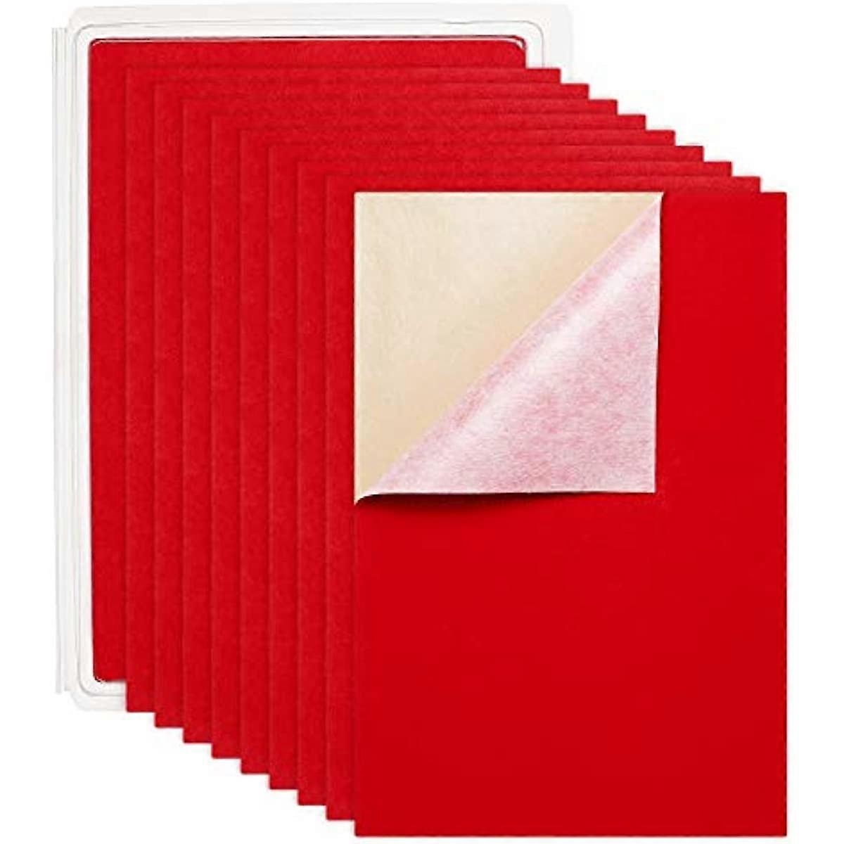 20PCS Christmas Velvet (Red) Fabric Sticky Adhesive Sheets A4 Sheet (8.3"x11.8") Self-Adhesive Durable Multi-Purpose for Halloween Festival Art and Cr
