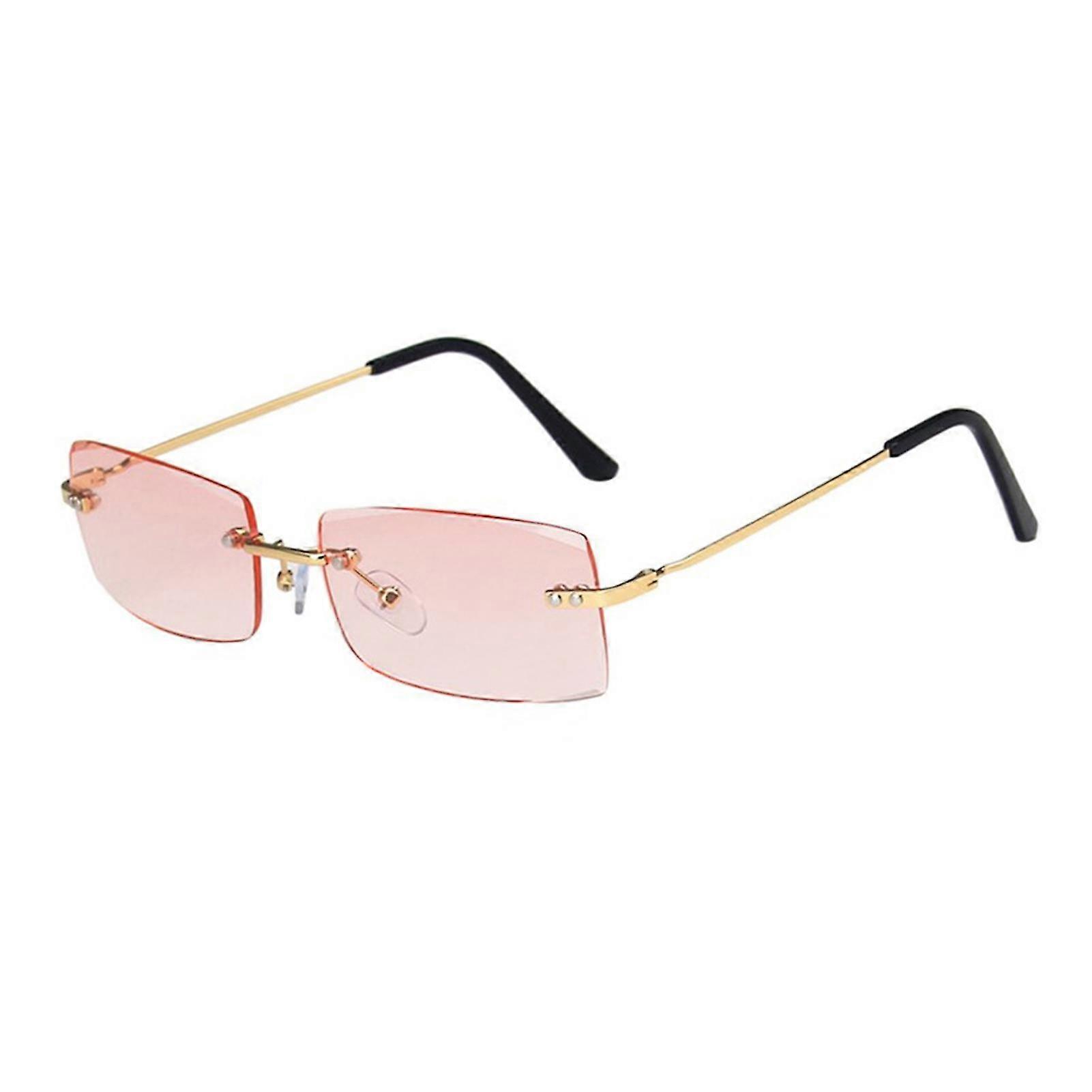 Rectangular Frame Sunglass Gradient/solid Lens Rimless Korean Decorative Glasses