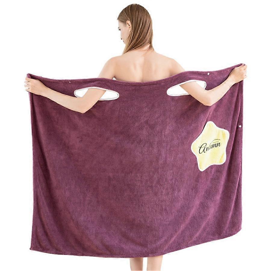 Quick Drying Bathrobe Coral Fleece Bath Towel Wrap Ladies Microfiber