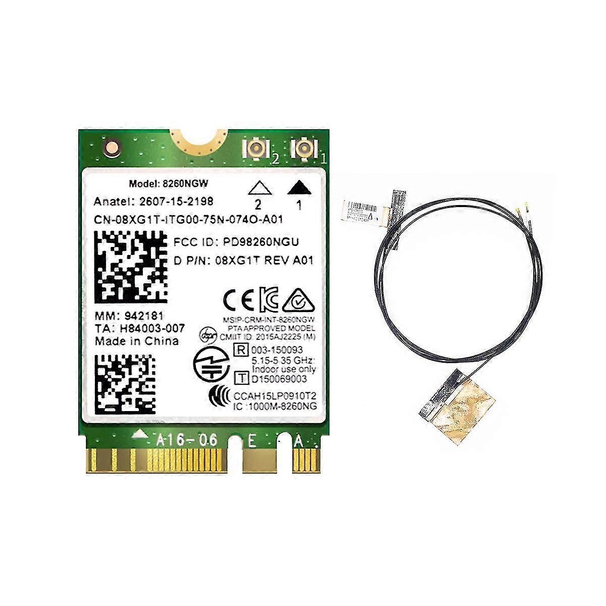 8260 8260NGW WiFi-kaart + 2XAntenna 2.4G / 5Ghz 867M Bluetooth 4.2 NGFF M.2 WiFi draadloze kaartmodule voor