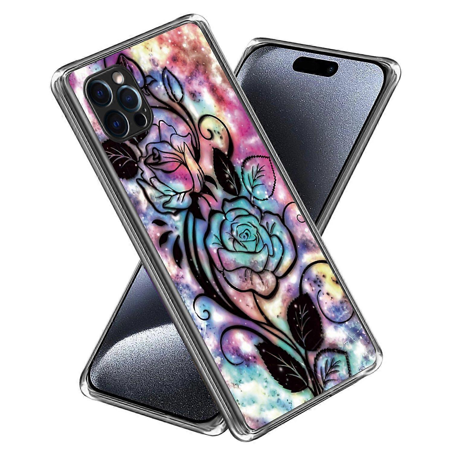 For iPhone 16 Pro Case Pattern Printed Shockproof TPU Phone Cover - Dream Rose