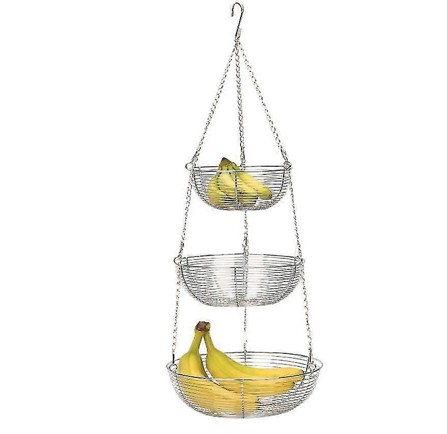 Cesta de frutas penduradas de 3 camadas, 30 polegadas