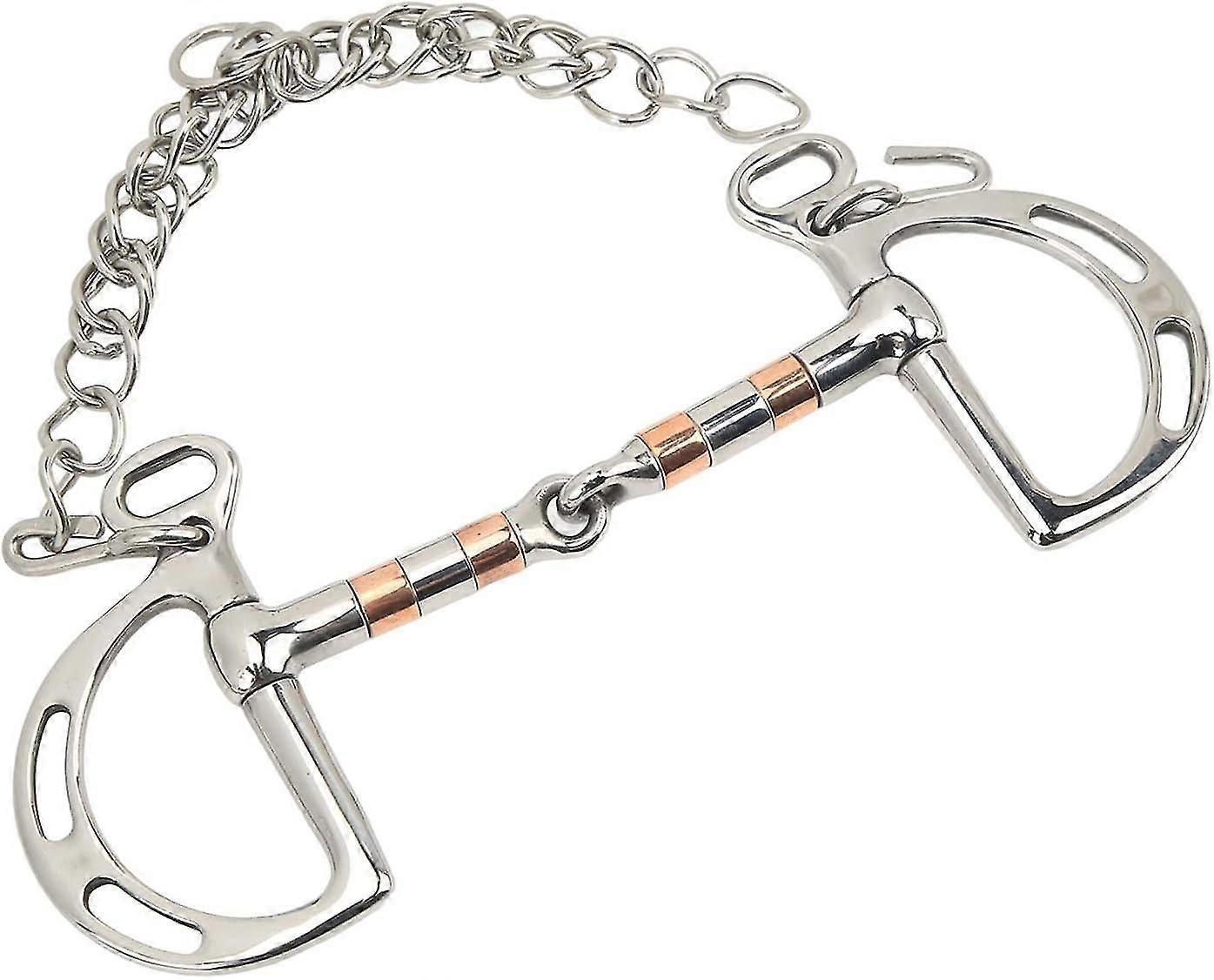 بت الحصان ، بت فم الحصان ، الفولاذ المقاوم للصدأ منخفض الرافعة المالية النحاس النحاس ، الفولاذ المقاوم للصدأ النحاس D حلقات Snaffle بت مع سلسلة لفم الحصان 125mm