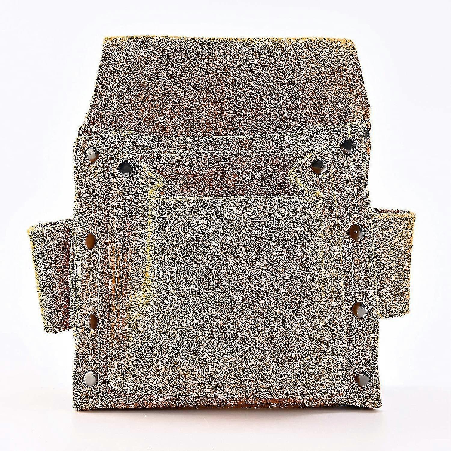 Premium Leather Tool Belt Heavy Duty Professional Bag With 2 Hammer Holders-2