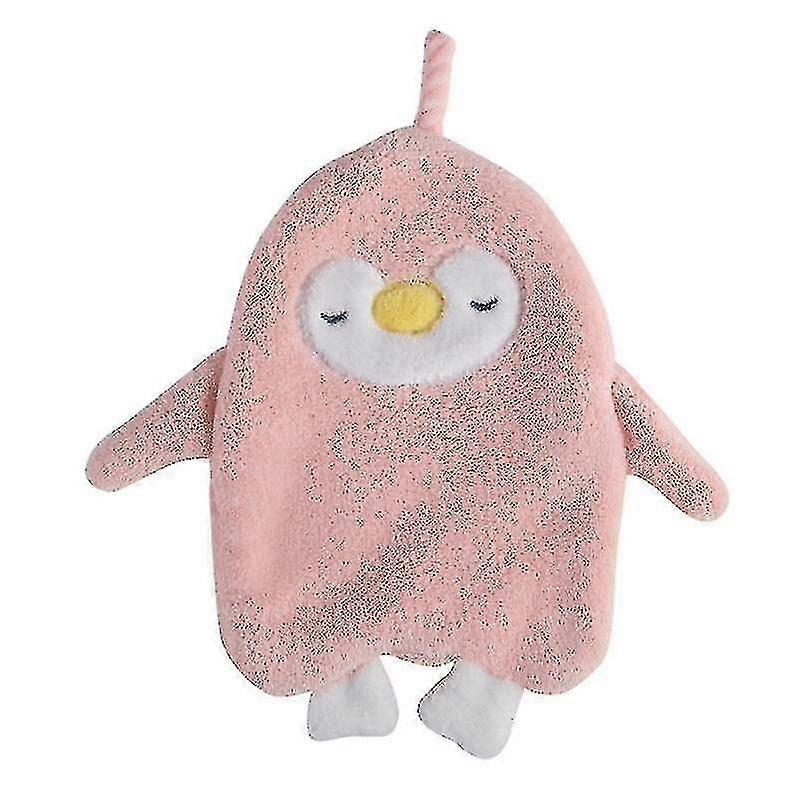 Pink cartoon penguin hanging towel