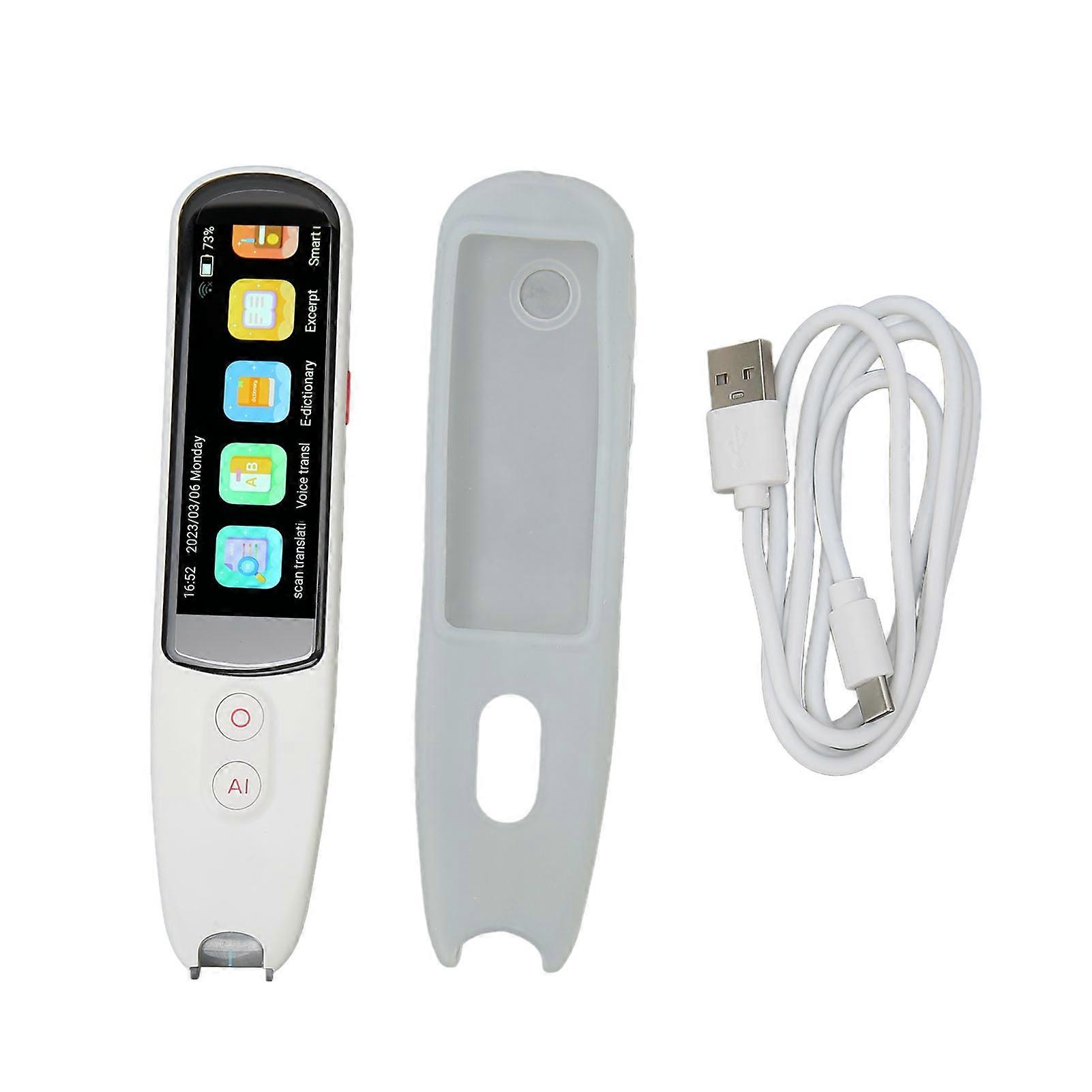 قلم الترجمة دعم BT واي فاي 1 جيجا بايت 8 جيجابايت 134 ترجمة صوتية عبر الإنترنت قلم قارئ مع شاشة 3 بوصة HD ابيض رقم 0596