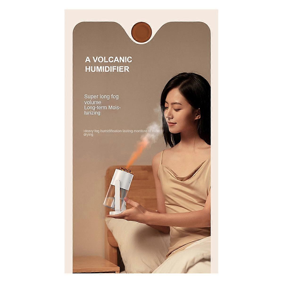 Portable Home Desktop Humidifier Mini Air Purifier Simulation of the Flame Seven Color Atmosphere Light Humidifier A