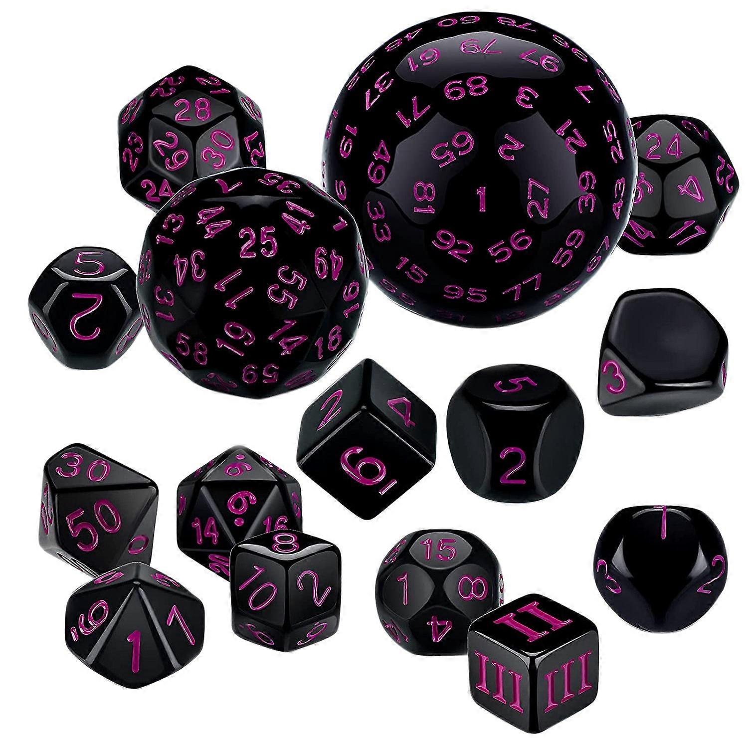 15Pieces Complete Polyhedral DND Set D3-D100 Spherical Set for Role Playing Table Games Supplies