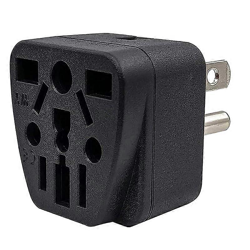 US Travel Plug Adapter EU/UK/AU/In/CN/JP/// to USA (Type B), 3 USA Plug, Charger Converter Black