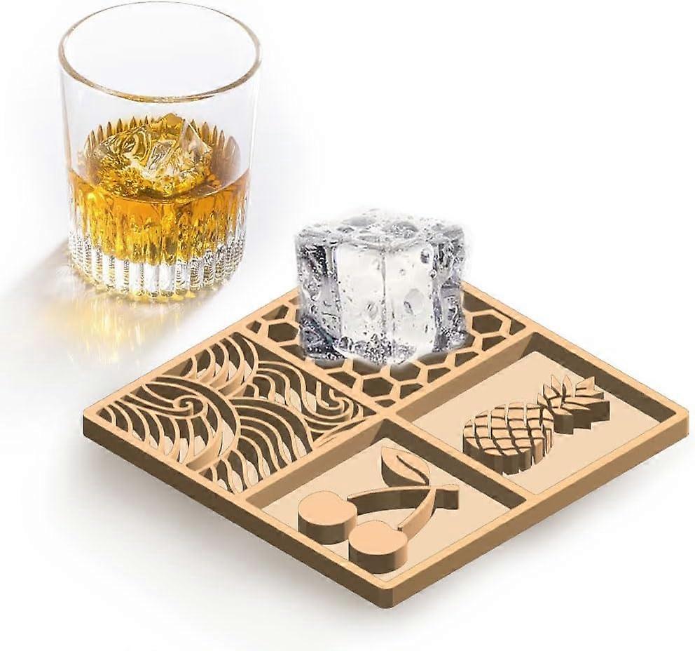 Ice Cube Stamp Custom Ice Design Tray Honeycomb Pineapple Cherry Leaves Ice Cube Stamp Custom Ice Cube Molds for Ice Cocktails Whiskey Ice Drinking Ma