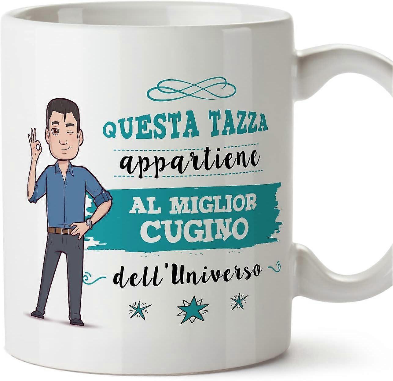 イタリアのいとこマグカップMigliore Famiglia dell'universo面白いギフトセラミック11オンスマグカップデザイン534