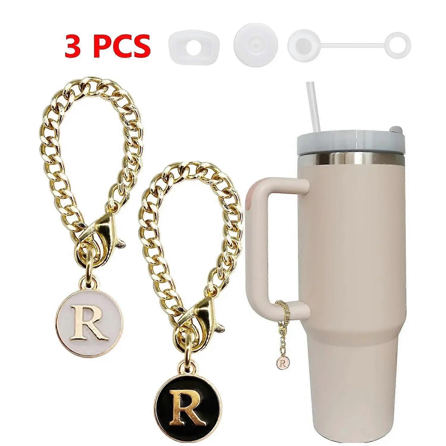 Luksuriøs bogstavcharme til Stanley Cup, initialnavn, ID, personlig håndtagcharme til Stanley Tumbler Cup-tilbehør