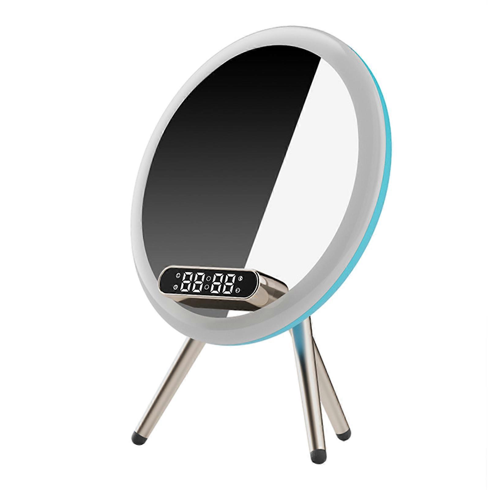 Wireless Charging Mirror Speaker with Digital Clock Multifunctional Portable Loudspeaker for Camping Trip
