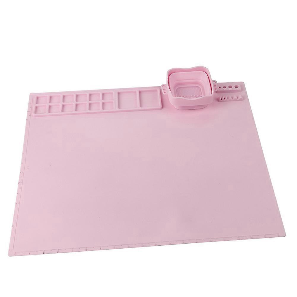 Rectangular Silicone Painting Mat Foldable Doodles Drawing Pad with Cup for Kids
