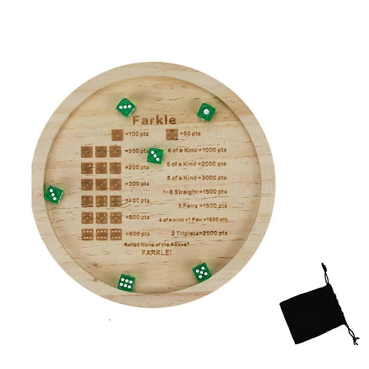 Dice Game Tray Wooden Classic Dice Game with Tray Dice Dish Family Game Exciting Games for Adults K